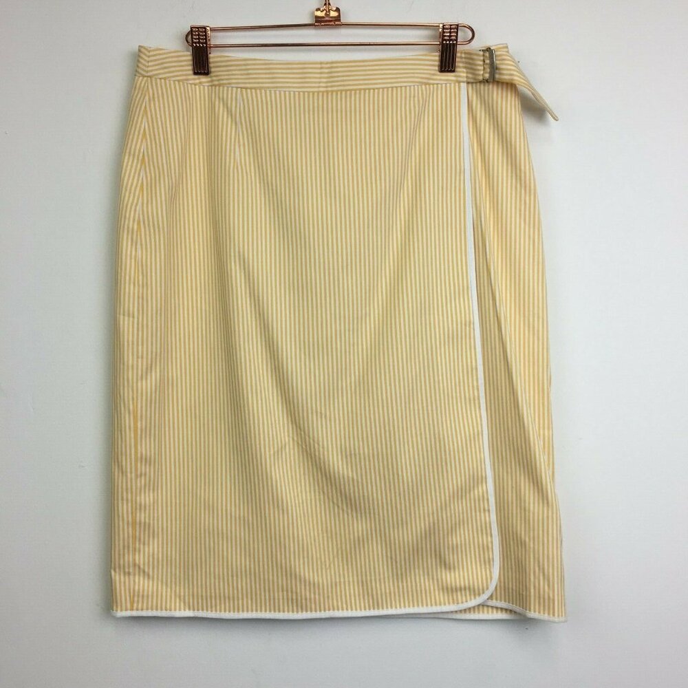 NWT Brooks Brothers Womens Yellow Striped Wrap Skirt - Size 8 $168